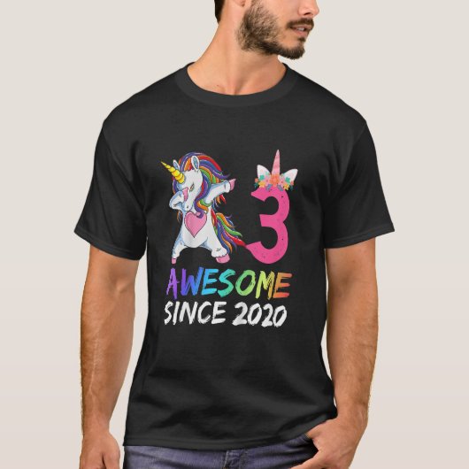 キッズ3歳の女の子10代ダビングUnicorn 3rd B Tシャツ (正面)