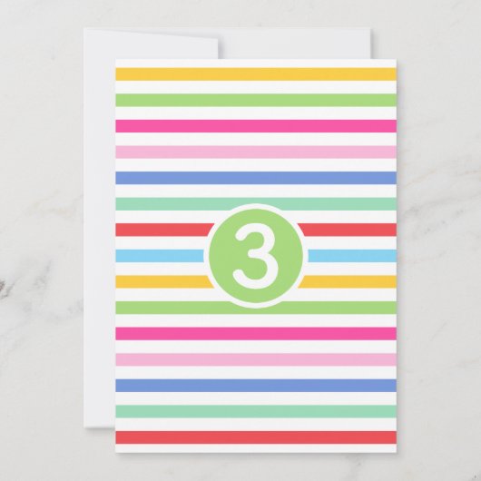 キッズ3歳の誕生日かわいい虹の写真ハート緑 招待状 (裏面)