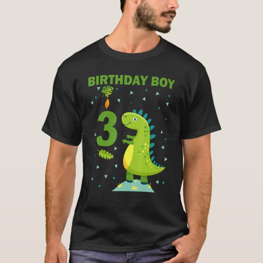 キッズ3歳の誕生日ボーイ3歳かわいい恐竜Ro Tシャツ (正面)