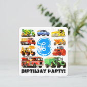 キッズ3歳の誕生日建築パーティー 招待状 (スタンド正面)