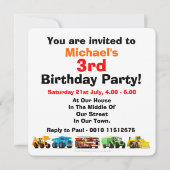 キッズ3歳の誕生日建築パーティー 招待状 (裏面)