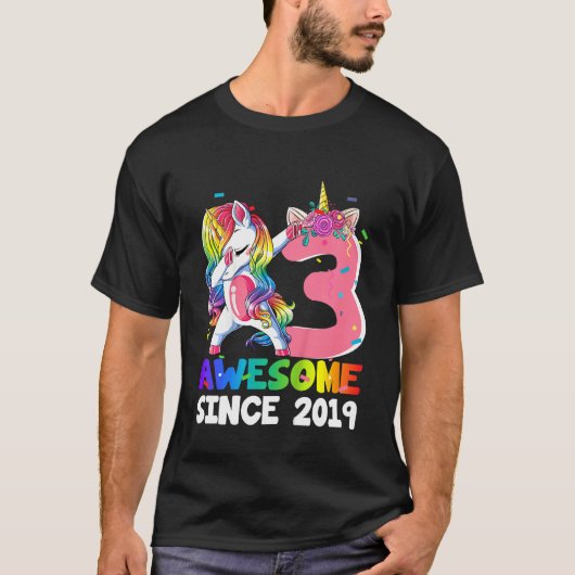 キッズ3歳ダビング素晴らしユニコーン2019 3rd B Tシャツ (正面)