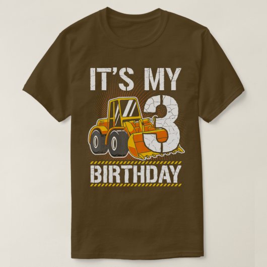 キッズ3歳建築車第3誕生日 Tシャツ (デザイン正面)