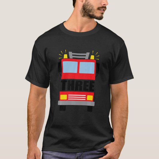 キッズ3歳3歳の誕生日の消防車それらを Tシャツ (正面)