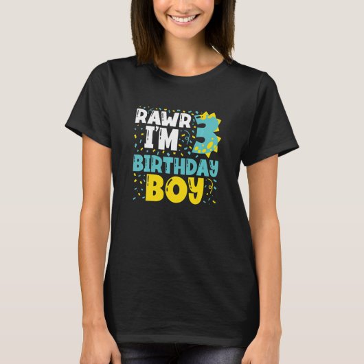 キッズ3歳3歳の誕生日の男の子の恐竜幼児 Tシャツ (正面)