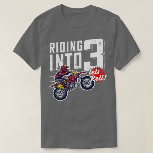 キッズ3rd誕生日モータークロスダートバイク誕生日R Tシャツ (デザイン正面)