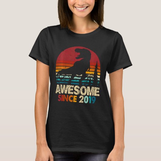 キッズ3rd誕生日素晴らし恐竜レックス2019 3年 tシャツ (正面)