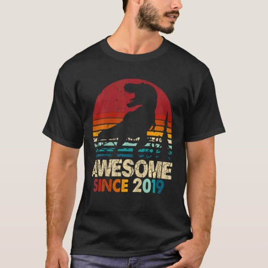 キッズ3rd誕生日素晴らし恐竜レックス2019 3年 tシャツ (正面)