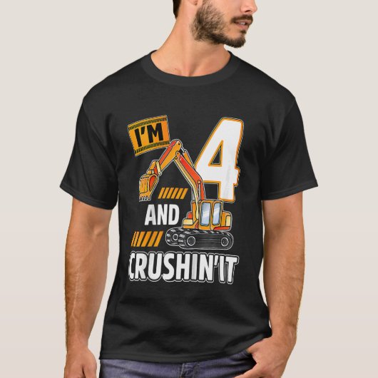 キッズ4年の古い車建築掘削機Bi Tシャツ (正面)