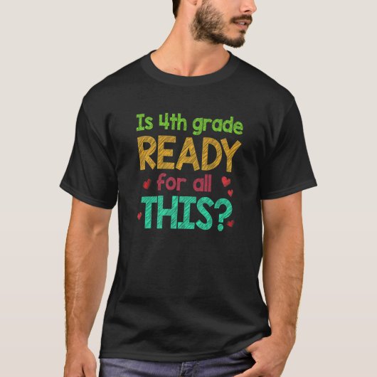 キッズ4年生新学期は4年生読 Tシャツ (正面)