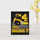 キッズ4年4th誕生日ショベル4年Bo カード (黄色い花)