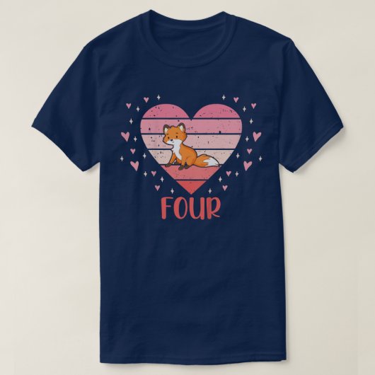 キッズ4歳かわいいキツネ誕生日女の子4th B-day Tシャツ (デザイン正面)