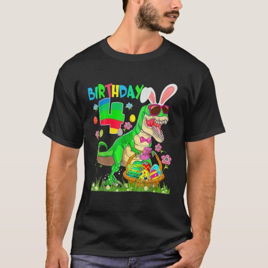 キッズ4歳の古いレックス復活祭バニー卵4th tシャツ (正面)