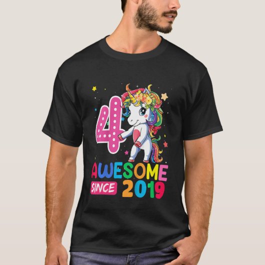 キッズ4歳の女の子10代の浮動ユニコーン4th tシャツ (正面)