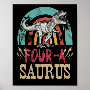 キッズ4歳の恐竜誕生日4th Tレックスディノ ポスター