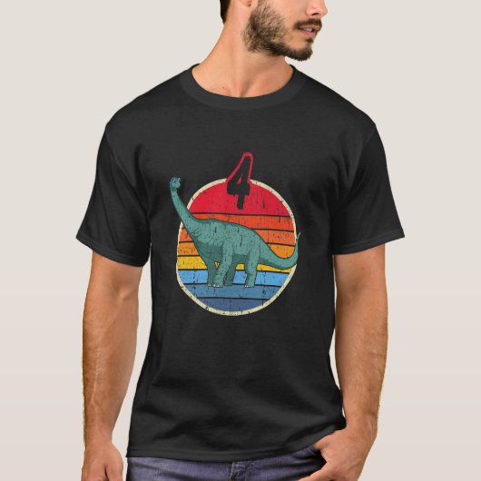 キッズ4歳の誕生日I BrachiosaurusディプロドクスI Fam Tシャツ (正面)