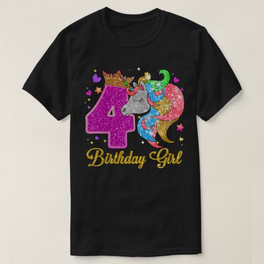 キッズ4歳ギフトキッズ10歳4歳の誕生日ガール Tシャツ (デザイン正面)