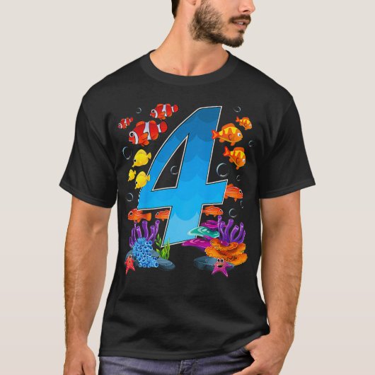 キッズ4歳ザシー下誕生日海4th tシャツ (正面)