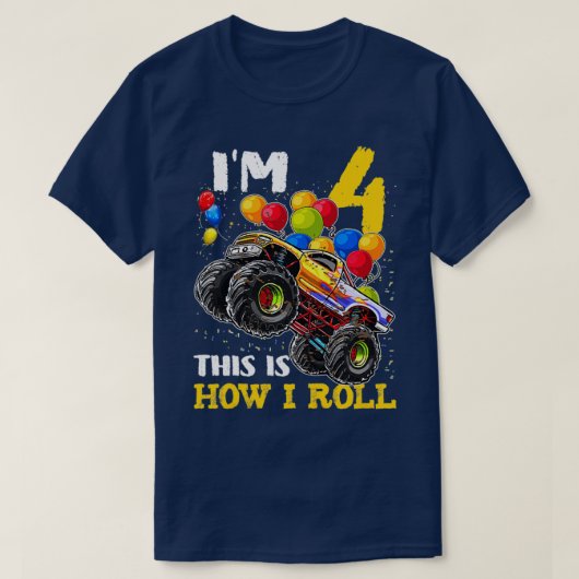 キッズ4歳シャツ4歳バースデーボーイモンスタートゥルーズ Tシャツ (デザイン正面)