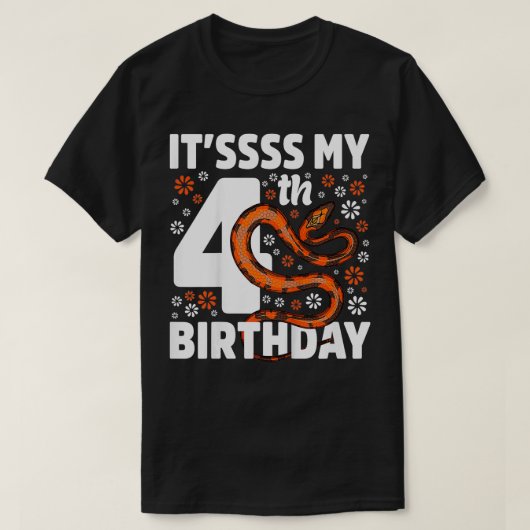 キッズ4歳ヘビ4th誕生日パーティーボアピソ tシャツ (デザイン正面)