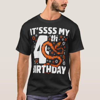 キッズ4歳ヘビ4th誕生日パーティーボアピソ tシャツ