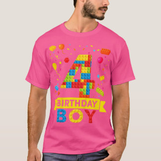 キッズ4歳建物ブロック4歳の誕生日ボーイ Tシャツ