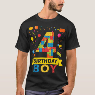 キッズ4歳建物ブロック4歳の誕生日ボーイ Tシャツ