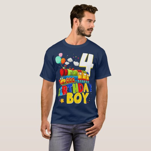 キッズ4thバースデートレインボーイズ4歳Im Tシャツ (正面フル)