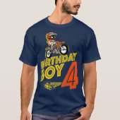 キッズ4thバースデーボーイズバイクバイクもしくは自転車に乗る人4年 tシャツ (正面)