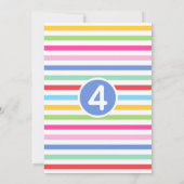 キッズ4th誕生日かわいい虹の写真ハートブルー 招待状 (裏面)