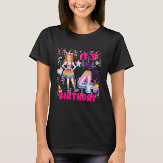 キッズ4th誕生日ガールズ4年赤毛第4日B日 Tシャツ