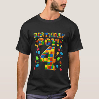 キッズ4th誕生日ギフト4歳ブロック建物 tシャツ