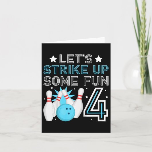 キッズ4th誕生日パーティーボーリング少年4歳の弓 カード (正面)