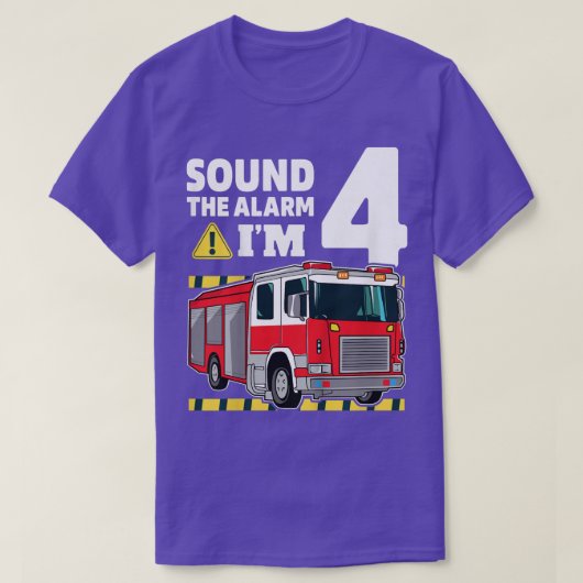 キッズ4th誕生日ボーイ消防車4 4歳F Tシャツ (デザイン正面)
