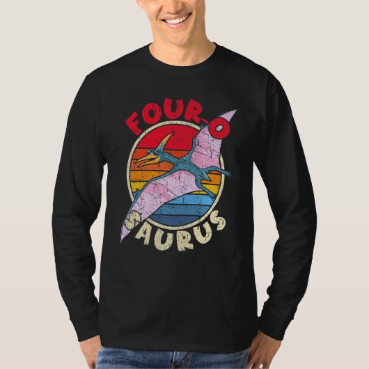 キッズ4th誕生日Four O Saurus I Pterodactylus I Tシャツ (正面)