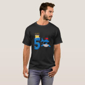 キッズ5おもしろい歳シャーク誕生日 Tシャツ (正面フル)