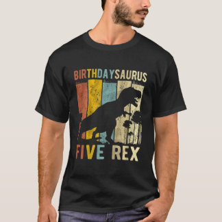 キッズ5レックス第5誕生日恐竜Tレックス5年 Tシャツ