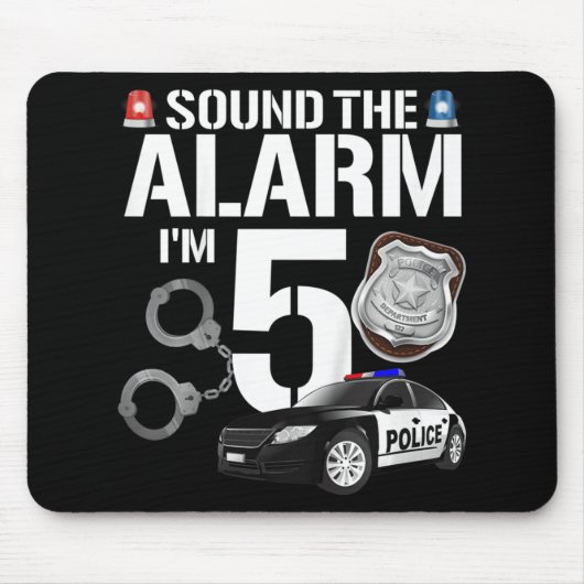 キッズ5年の警察誕生日士警官パトカー5t マウスパッド (正面)