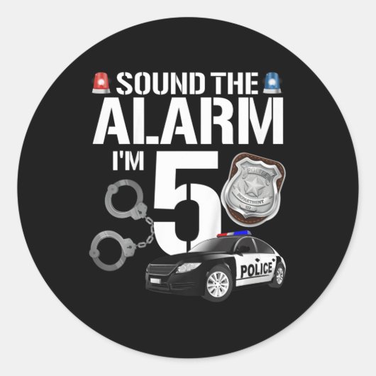 キッズ5年の警察誕生日士警官パトカー5t ラウンドシール (正面)