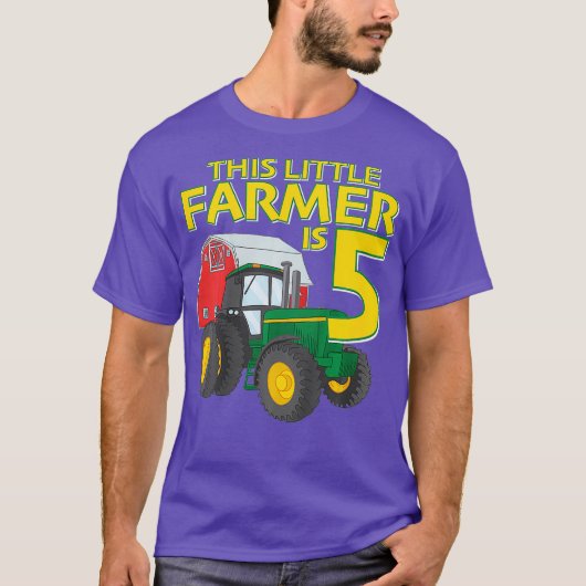 キッズ5年オールドグリーンファームトラクター誕生日5th tシャツ (正面)