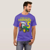 キッズ5年オールドグリーンファームトラクター誕生日5th tシャツ (正面フル)