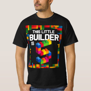 キッズ5年オールド建物ブロック誕生日ブリック5t tシャツ