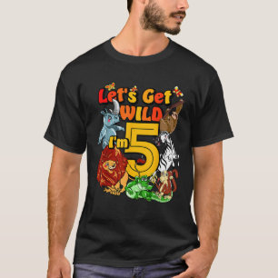 キッズ5年老動物園誕生日シャツサファリジャングルA Tシャツ