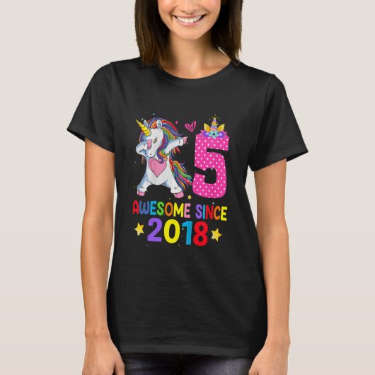 キッズ5歳の女の子10代ダビングUnicorn 5th B Tシャツ (正面)