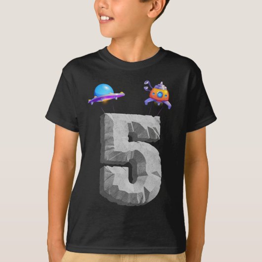キッズ5歳の宇宙誕生日会 Tシャツ (正面)