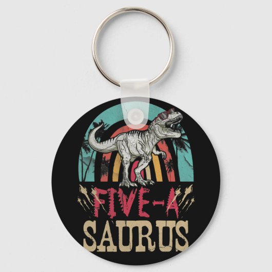 キッズ5歳の恐竜誕生日5th Tレックスディノ キーホルダー (正面)