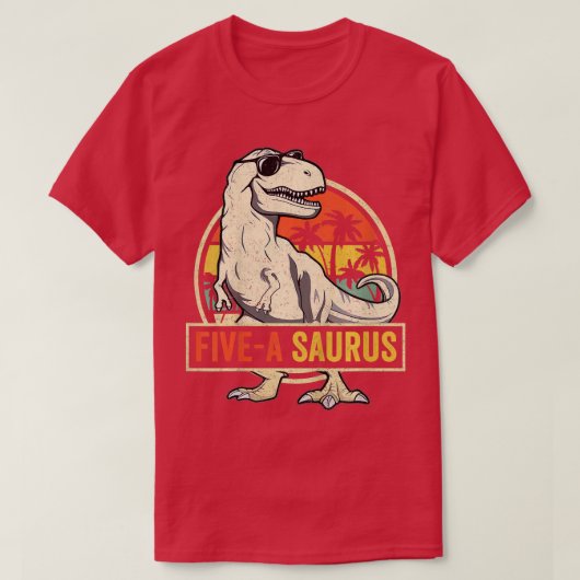 キッズ5歳の恐竜誕生日5th TレックスDino F Tシャツ (デザイン正面)