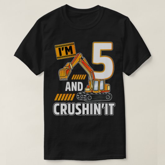 キッズ5歳の車の建築エコレーターBir Tシャツ (デザイン正面)