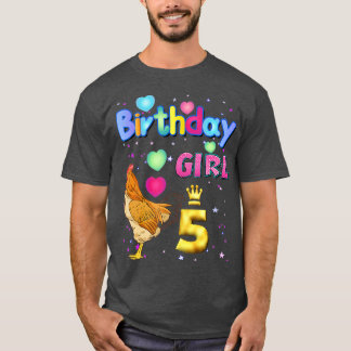 キッズ5歳の鶏その私の5歳の誕生日の女の子C Tシャツ