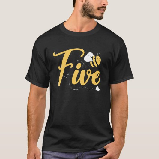 キッズ5歳ガールビーをテーマにした第5誕生日キッズ Tシャツ (正面)
